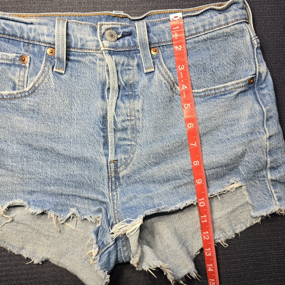 Levi's Light Blue Distressed Denim Jean Shorts - Picture 4 of 9
